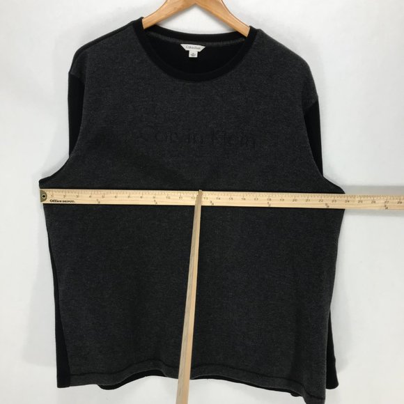 Calvin Klein Sweater Mens XL Black Gray Crew Neck Pullover Logo Long Sleeve - Picture 8 of 9